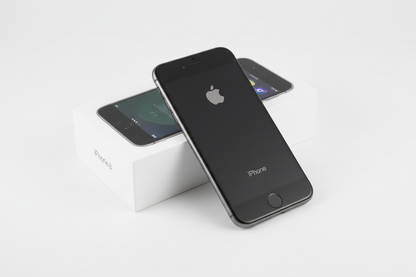 iPhone 8 with box on white background