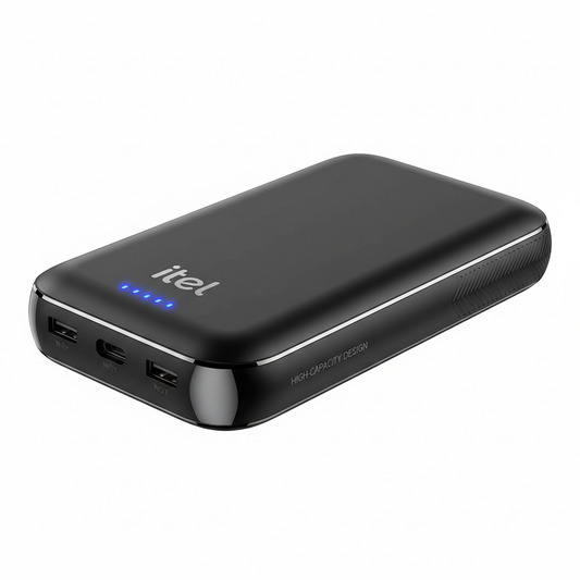Large Itel power bank on white background