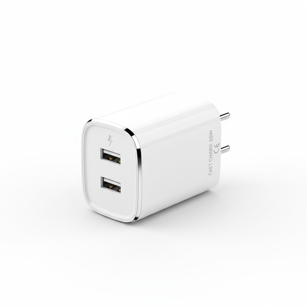 White fast charger on white background